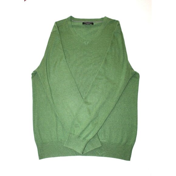 Banana Republic Silk & Cashmere Luxury Blend Men Green Sweater V Neck Size L - Picture 6 of 9
